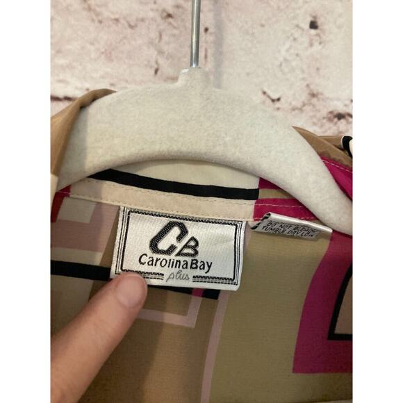 Carolina Bay Shirt Womens 22W Pink Satin Retro Button Up Long Sleeve Plus Size - Picture 12 of 12